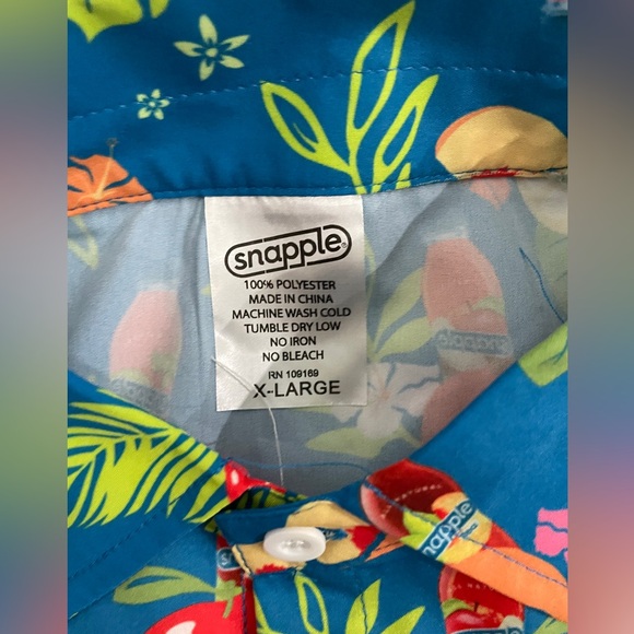 SNAPPLE Hawaiian Shirt Men's XL Multicolored Tropical Fruit Button-Up Shirt-NEW - Picture 3 of 5